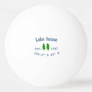 Balle De Ping Pong Lake house et. Date année coordonnées personnalisé