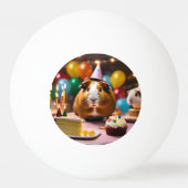Balle De Ping Pong Le Cochon De Guinée Fête Avec Du Gâteau Et Du Boul (Devant)