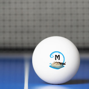Balle De Ping Pong Le crabe à fer à cheval joue dans le monogramme de