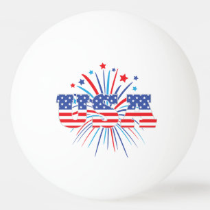 Balle De Ping Pong Les Etats-Unis avec les feux d'artifice blancs et