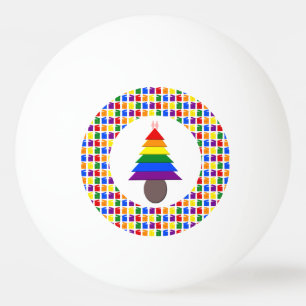 Balle De Ping Pong Lesbiennes Arbre de Noël arc-en-ciel et présents