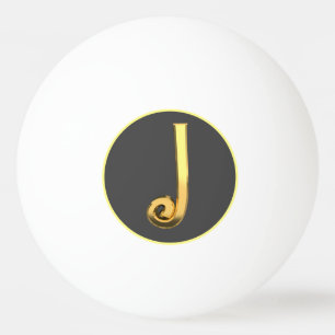 BALLE DE PING PONG LETTRE D'OR PERSONNALISÉE J