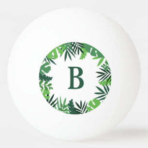 Balle De Ping Pong Lettre feuille de monogramme fleuri de palmier de