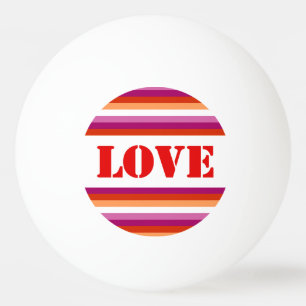Balle De Ping Pong LGBTQ+ Drapeau lesbien avec amour Stripes Pride -