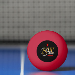 Balle De Ping Pong Ligne rouge & Nom monographique / Signature modern