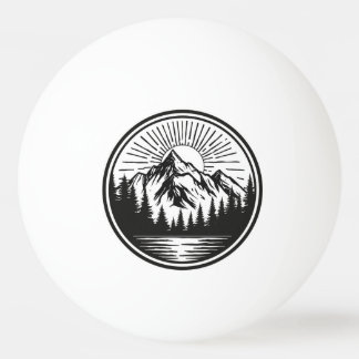 Balle De Ping Pong Logo Aventure Montagne | Badge Camping | Extérieur