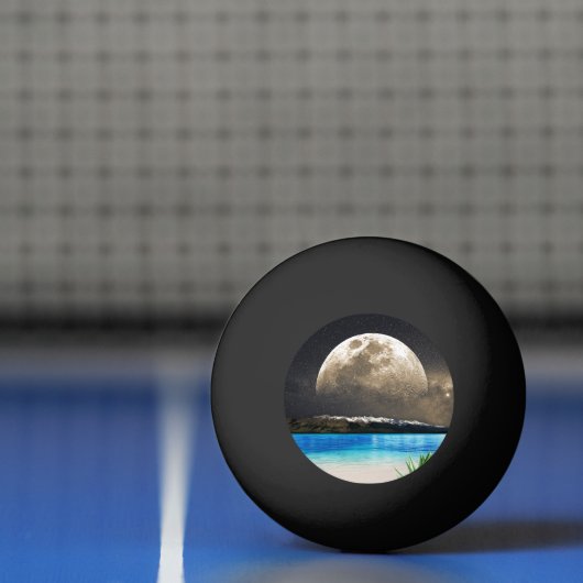 Balle De Ping Pong Lune Et Plage (Filet)