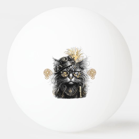 Balle De Ping Pong Magnifique chat Steampunk  (Devant)