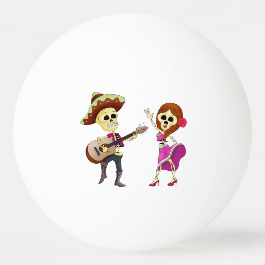Balle De Ping Pong Mariachi Dancing Couple Day of Dead (Devant)