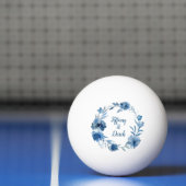 Balle De Ping Pong Mariage floral à aquarelle bleue (Filet)