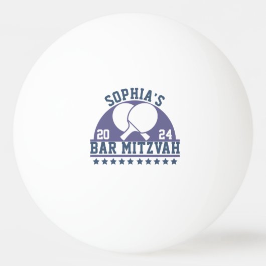 Balle De Ping Pong Mariage moderne Nom Couple avec Année Couleur Bleu (Devant)