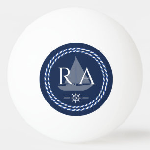 Balle De Ping Pong Marine Monogramme de corde marine