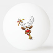 Balle De Ping Pong Mème de Noël drôle de renne qui regarde par-dessus (Devant)