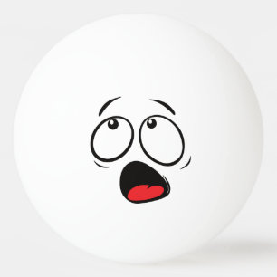 Balle De Ping Pong Mignons Emoji Horrifié. Émoticône.