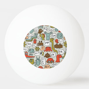 Balle De Ping Pong Mignons monstres de dessin : Arrière - plan sans c