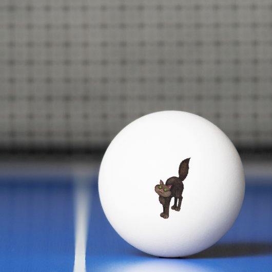 Balle De Ping Pong Mignons yeux verts chats noirs (Filet)