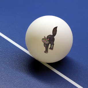 Balle De Ping Pong Mignons yeux verts chats noirs