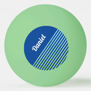 Balle De Ping Pong Modèle de nom personnalisé rayé bleu sport