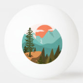 Balle De Ping Pong Modern Abstract Forest, Mountains, and Sunrise (Devant)