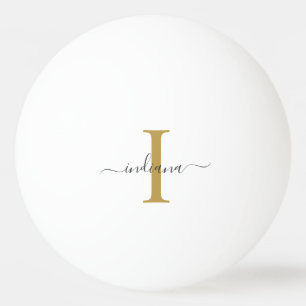 Balle De Ping Pong Monogram Gold Grey Nom du script Modern Family