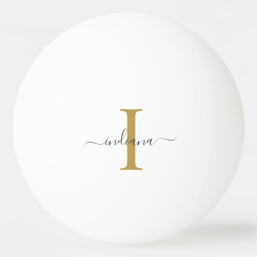 Balle De Ping Pong Monogram Or Gris Nom Script Famille Moderne (Devant)