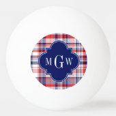 Balle De Ping Pong Monograme de Red White Blue Preppy Madras (Dos)