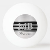 Balle De Ping Pong Monogramme 3D/Nom Bk/Silver Stripes Brossé Argent (Dos)