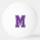 Balle De Ping Pong Monogramme à varsité violette (Devant)