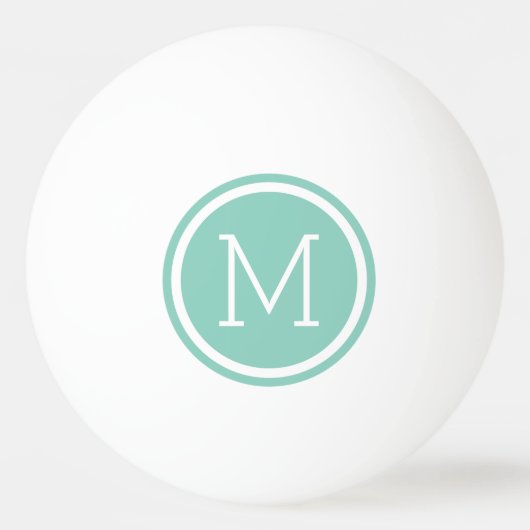 Balle De Ping Pong Monogramme Aqua Circle Personnalisé (Devant)