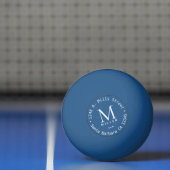 Balle De Ping Pong monogramme bleu et nom initial (Filet)