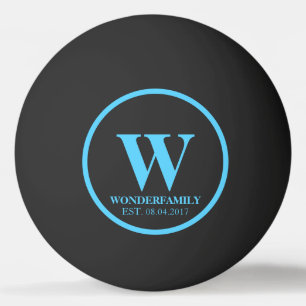 Balle De Ping Pong Monogramme bleu moderne Mariage nouveau mer