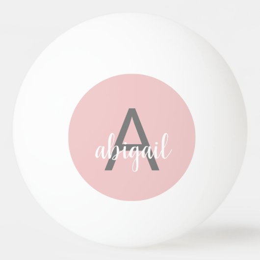 Balle De Ping Pong Monogramme Blush Pink Ajoutez Votre Propre Nom (Devant)