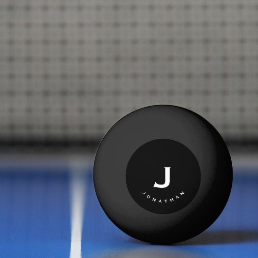 Balle De Ping Pong Monogramme classique noir minimal (Filet)