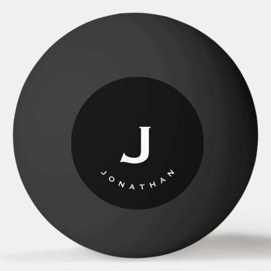 Balle De Ping Pong Monogramme classique noir minimal (Devant)