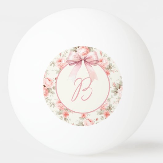 Balle De Ping Pong Monogramme Coquette Rose Bow (Devant)