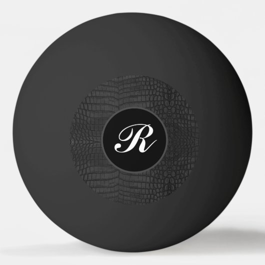 Balle De Ping Pong Monogramme Crocodile noir en cuir Imprimer (Dos)