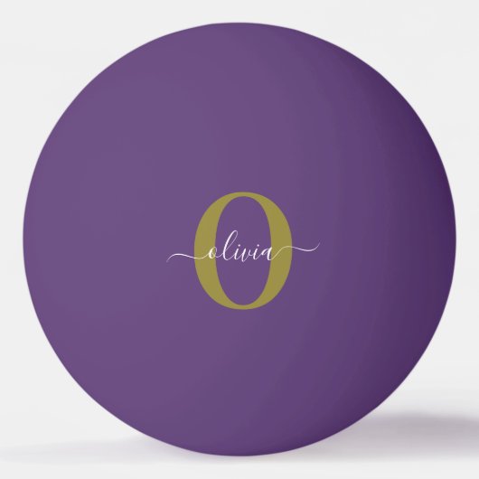 Balle De Ping Pong Monogramme customisé Nom du script Purple White Go (Devant)