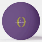 Balle De Ping Pong Monogramme customisé Nom du script Purple White Go (Dos)