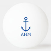 Balle De Ping Pong Monogramme d'Ancre marine bleu et blanc simple (Dos)