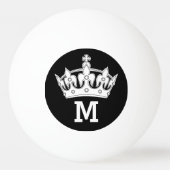 Balle De Ping Pong Monogramme de couronne blanche personnalisé (Devant)