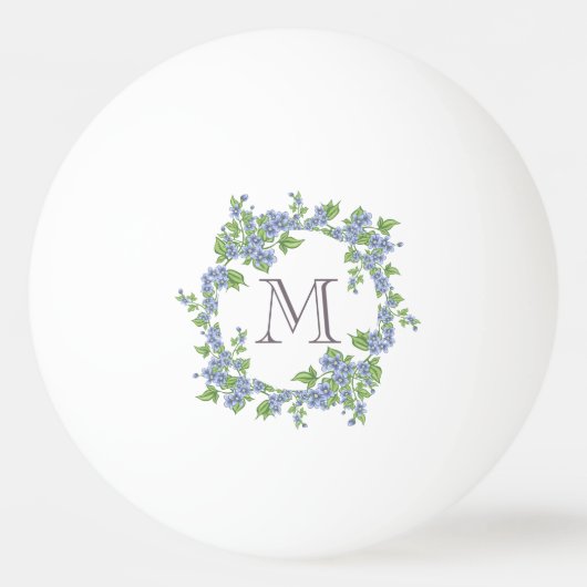 Balle De Ping Pong Monogramme de couronne florale (Devant)