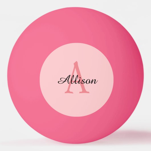 Balle De Ping Pong Monogramme de fille rose moderne Nom personnalisé (Devant)
