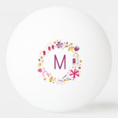 Balle De Ping Pong Monogramme de fleurs d'aquarelle moderne (Dos)