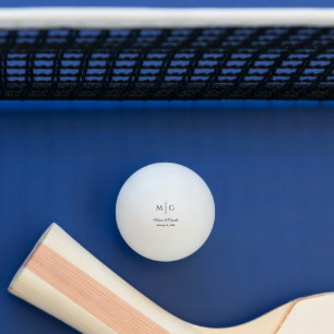 Balle De Ping Pong Monogramme Élégant Avec Nom De Couple Trois Étoile