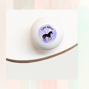 Balle De Ping Pong Monogramme en silhouette du cheval noir