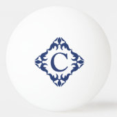 Balle De Ping Pong Monogramme encadré en Filigree en bleu marine (Devant)
