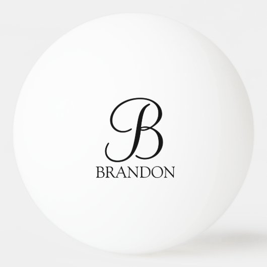 Balle De Ping Pong Monogramme et nom de script personnalisé (Devant)