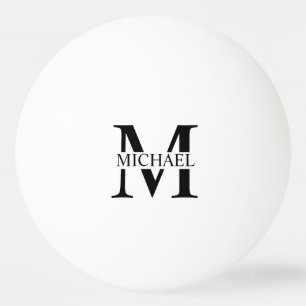 Balle De Ping Pong Monogramme et nom personnalisés blancs