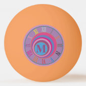 Balle De Ping Pong Monogramme Fille initiale joli cercles d'horloge P (Dos)