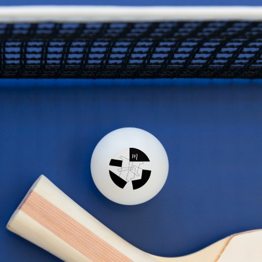 Balle De Ping Pong Monogramme géométrique tendance noir et blanc (Tableau)